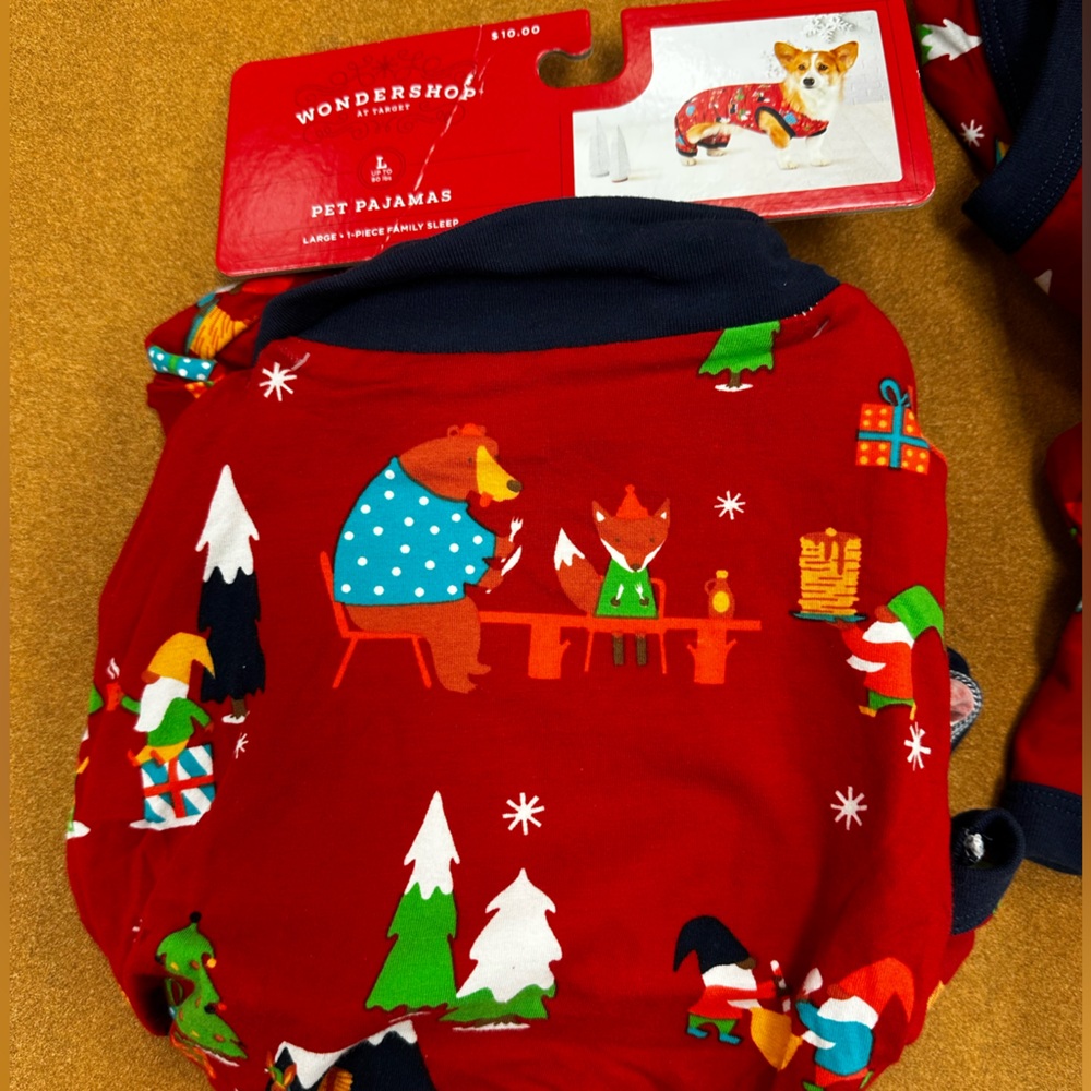 Wondershop Dogs Christmas PJs various sizes red with gnomes‎